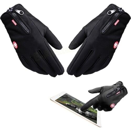 Thicken Touchscreen Motorcycle Gloves Winter Sports Ski Gloves Outdoor Winter Men Women Black Zipper Gloves gloves women rock