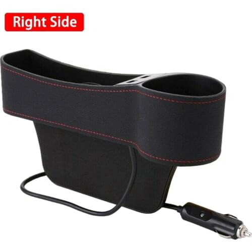 Right Small Items Leather Pocket Storage Box With 2 USB Ports For Cup Holder Coin Key Card Slot Space Car Interior Accessories