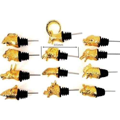 1Pc Wine Bottle Stoppers Wine Aerators Gift Home Wine Stopper Zinc Alloy Animals Head Wine Pourer