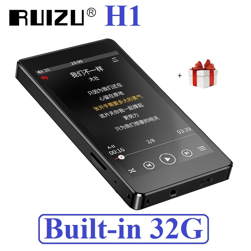 RUIZU H1 Bluetooth MP4 Player 4.0 inch Full Touch Screen FM Radio Recording E-book Music Video Player Built-in Speaker PK D20