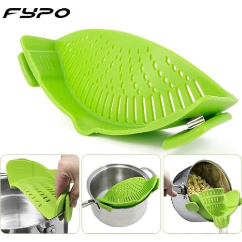 Silicone Pot Pan Bowl Funnel Strainer Kitchen Rice Washing Colander Kitchen Accessories Cooking Tools for Spaghetti