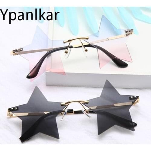 Individual Design Five-pointed Star Sunglasses For Women Rimless Big Star Shape Shades Funny Steampunk Sun Glasses Female UV400