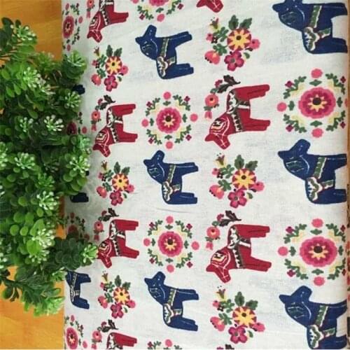 Cotton Linen Sewing Fabric Printed Linen Cotton Fabric Animal Series Horse Printed Quilting Material DIY Patchwork Textile Cloth