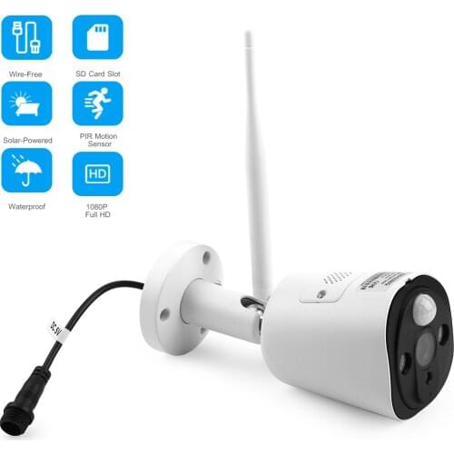 WiFi Solar Powered Security Camera Outdoor 1080P FHD Video Surveillance Camera Solar Panel PIR Motion Detection Instant Alert