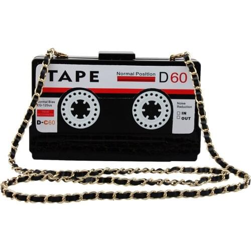 Vintage tape women bag Acrylic Box Chains fashion Shoulder Bags MINI bag purse Strange evening clutch bags Euro-America style