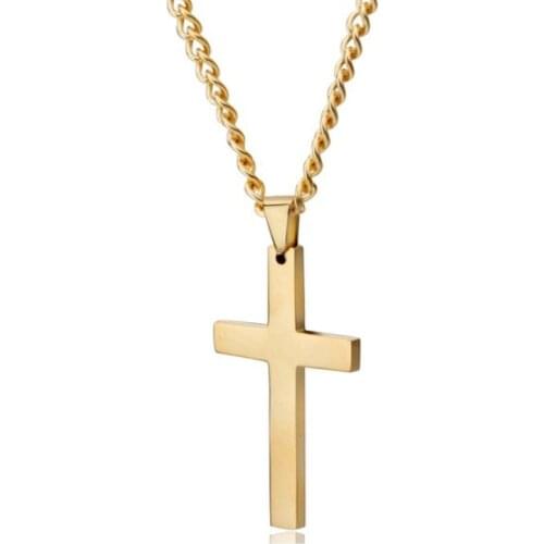 WANGAIYAO2021 Simple Cross Couple Necklace Pendant Jewelry Christian Memorial Day Men and Women Cross Necklace Pendant Gift
