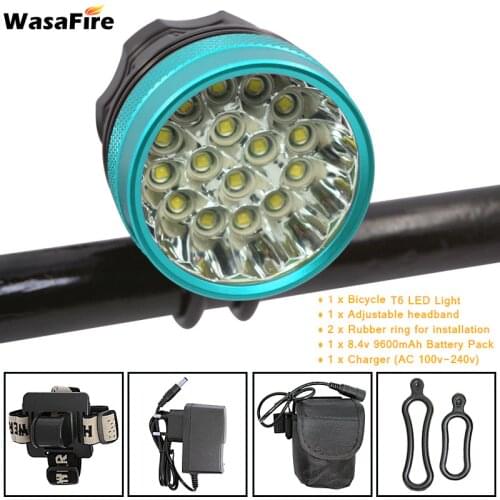 Wasafire Super Bright 40000 Lumen 16*T6 LED Bicycle Light Front Headlight Running Head Lamp for Camping Bicycle Riding Light