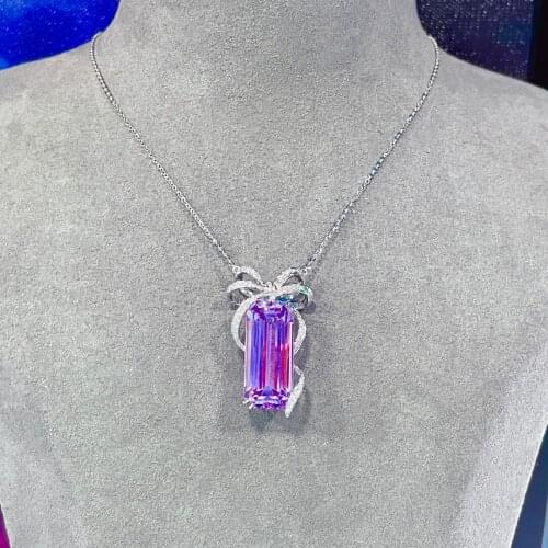 LR507 Fine Jewelry Solid 18K Gold Nature Kunzite Gemstone 20ct Pendants Necklaces for Women Fine Jewelry for Women Gifts