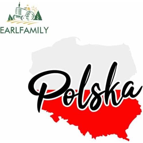 EARLFAMILY 13cm x 13cm for Poland Map Funny Car Stickers Vinyl Sunscreen RV VAN Fine Decal JDM Car Accessories Logo Cartoon