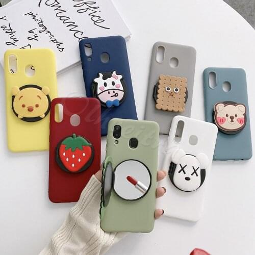 Mirror Cartoon Cover For Samsung Galaxy J8 J6 A8 A6 Plus A7 J4 Plus J5 Prime 2018 J7 J3 2015 Case Phone Holder Liquid TPU Fundas