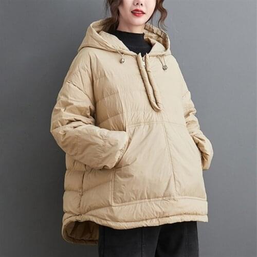 Plus Size Oversized Cotton Hooded Casual Loose Autumn Winter Women Jacket 2021 Coat Korean Pullover Clothes Female Outerwear