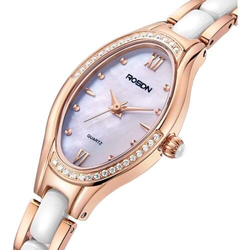 Womens Watches Luxury Brand ROSDN Japan Quartz Movement Sapphire Watch Lady 50M Waterproof Diamond 7 mm Ultra-thin Clock R3221