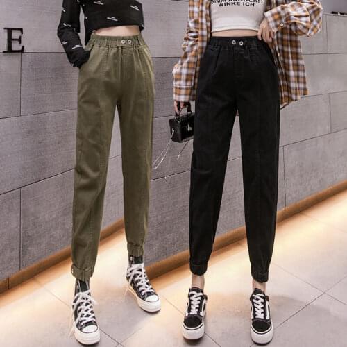 2020 Autumn Winter New Fashion Harem Pants Women Streetwear High waist Casual Women Pants Solid color All-match Female Trousers