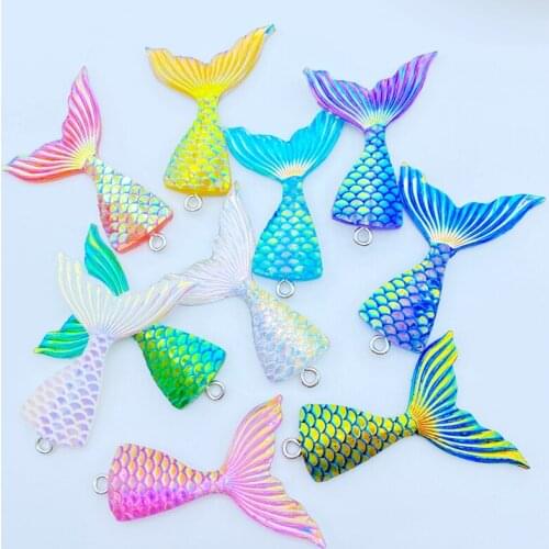 10pcs New Cute Resin Mini Mixed Hook Fish Tail Flat Back Cabochon Scrapbook Kawaii DIY Embellishments Accessories K54