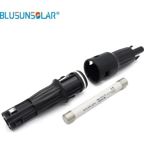 100pcs Lot DC1500V 10*85mm In-line Fuse Connector 15A mp 1500 V DC Wire to Female PV Solar Fuse Holder