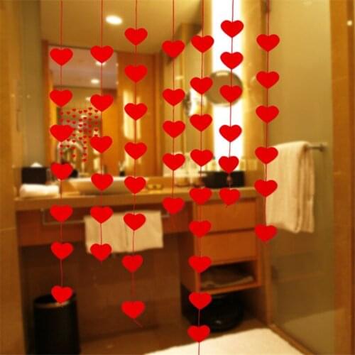 16 Hearts Romantic Wedding Decoration Marriage Room Layout Non-woven Garland Flags Banner Love Heart Curtain Wedding Supplies