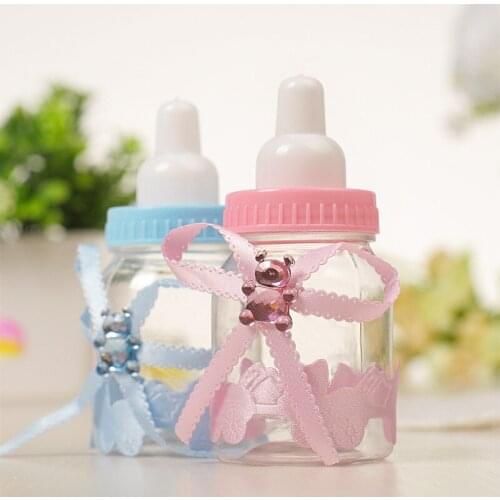 24pcs Girl Boy Baby Shower Decorations Chocolate Candy Bottle Baptism Favors Christmas Halloween Party Gifts Box Plastic Case
