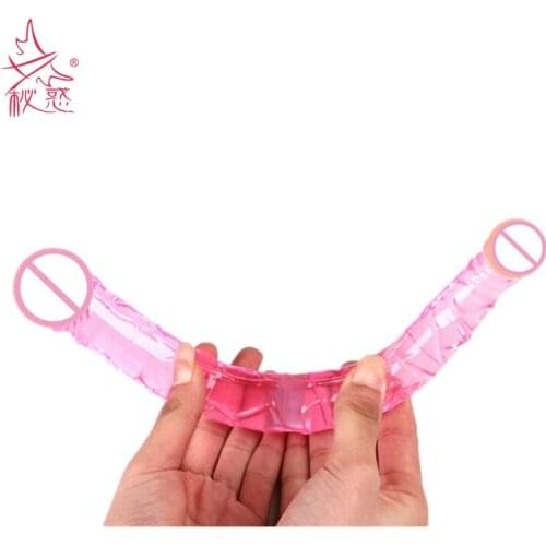 3 Colors Flexible Double Dildo Long Penis Dual Penis Each Top Different Sizes Penetration Dildos Lesbian Sex Products Toys