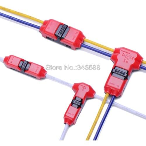 5pcs Quick Splice Scotch Lock Wire Joint Connector I Shape T Shape for 1 Pin 2 Pin 22-18AWG LED Strip Wire Cable Terminals Crimp