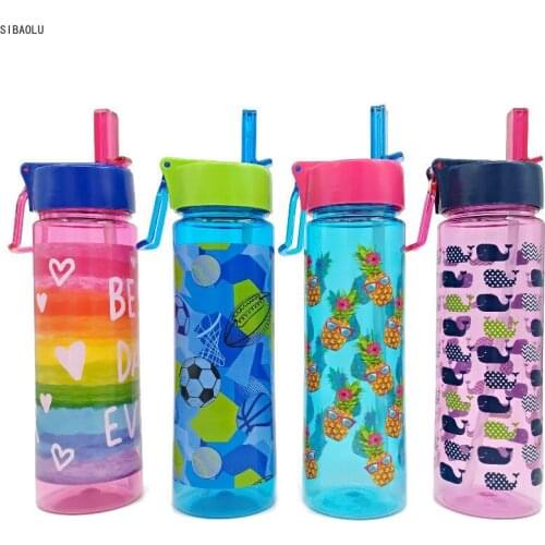 630ml Fashion Water Bottle With Straw Leak-Proof Cute Kids Baby My Drinking Bottle Drinkware Waterbottle
