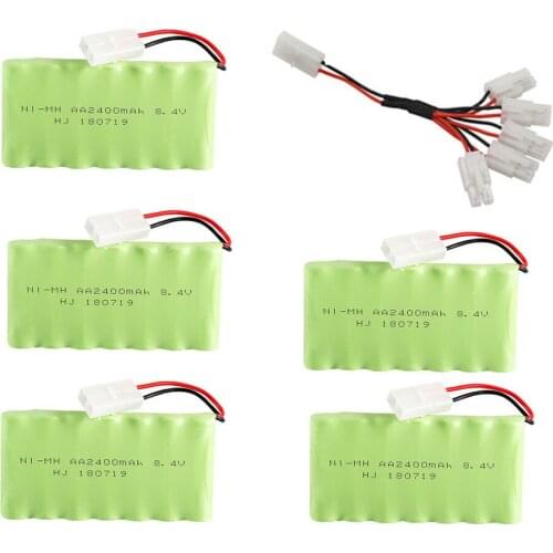 8.4v 2400mah Rechargeable Battery + 8.4v Charger For Rc toy Car Tank Train Robot Boat Gun Spare parts NI-MH AA 8.4v Battery Pack