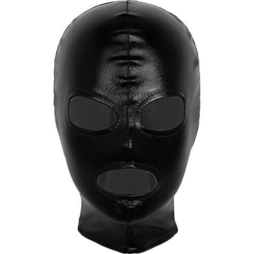 Full Face Mask Hood Sex Toys Open Nose Eye Bondage Party Mask Cosplay Punishment Slave Headwear Adult Games BDS&M Mask