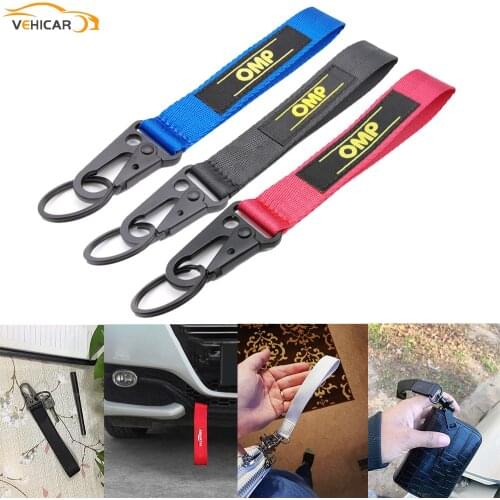 VEHICAR OMP Style Wrist Strap Lanyard Racing Car Keychain ID Holder Mobile Trailer Belt With Carabiner Auto Accessories