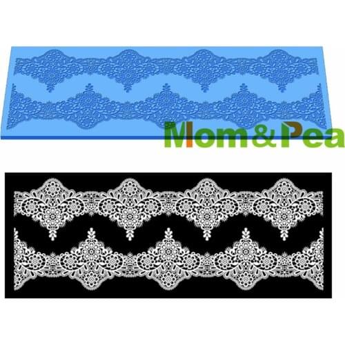 Mom&Pea MPL506 Free Shipping Lace Mold Cake Decoration Fondant Cake 3D Mold Food Grade Silicone Mould
