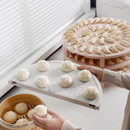 42CM Large Round Dumplings Storage Rack Tray Plastic Folding Buns Baking Pastry Holder Cooking Tools