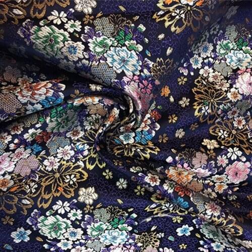 CF282 1yard Red Blue/Florals/Fashion National Jacquard Brocade Fabric/Japanese Kimono Dress Fabric/DIY Material For Sewing