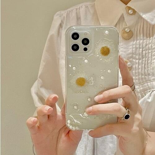 Daisy Flower Clear Design Mobile Phone Cases for iPhone 12 11 Pro Max XR XS 7PLUS 8 Plus XS Soft IMD Shell Cover