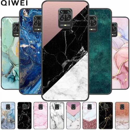 For Xiaomi Redmi Note 9 Pro Case Marble Soft Silicone Phone Back Cases For Redmi Note 9S 9 S 9Pro Cover Note9 Note9S Black Funda