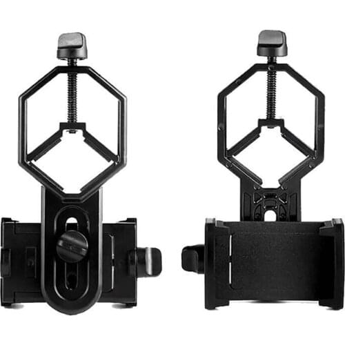 Black Adjustable Metal/ABS Cellphone Adapter Mount Microscope Spotting Scope Telescope Clip Bracket Phone Stand Holder