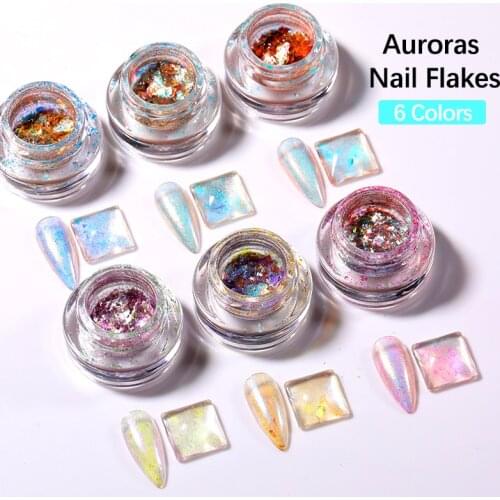 Auroras Nail Flakes Dream Color Series Nails Art Glitter Opal Fire Chunky Irregular Nail Charms Sequins Pigment Manicures