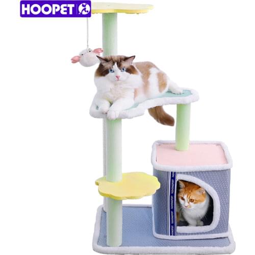HOOPET Cute Cat Toy Climbing Furniture Cat Scratching Wood Cute Flower Shape Interactive Toys Kitten Climbing Frame
