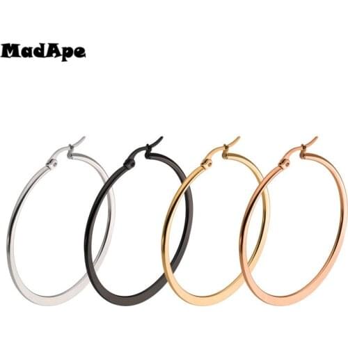 MadApe Anti-allergic Stainless Steel Hoop Earrings Brand Earrings For Women Trendy Classic Female Man Big Hoops Earrings Jewelry