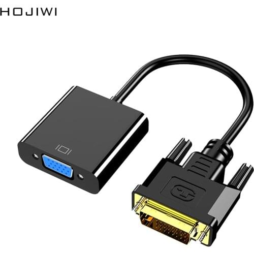 HOJIWI DVI Male to VGA Female Full HD 1080P DVI-D to VGA Adapter 24+1 25Pin to 15Pin Cable Converter for Computer Monitor AD05
