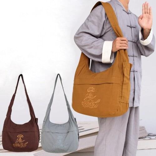 Unisex fine canvas shaolin monk kung fu bags meditation zen lay package buddha bag