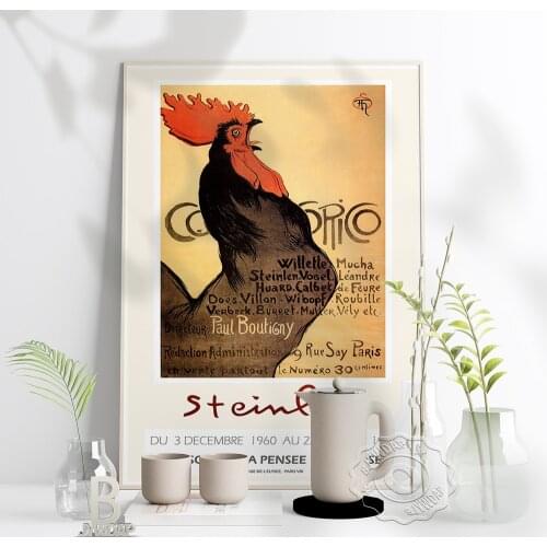 Theophile Steinlen Post-Impressionism Exhibition Art Poster, Steinlen Art Nouveau Journal 1899 Cover Vintage Rooster Home Decor