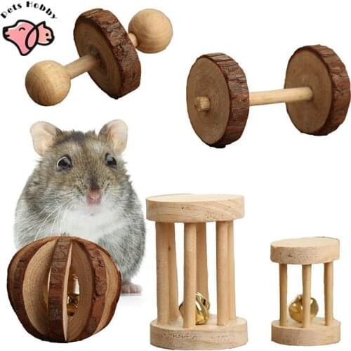 Hamster Rabbit Chew Toys Dumbells Unicycle Swing Wooden Hamster Hanging Toys Exercise Guinea Pigs Small Animals Molars Supplies