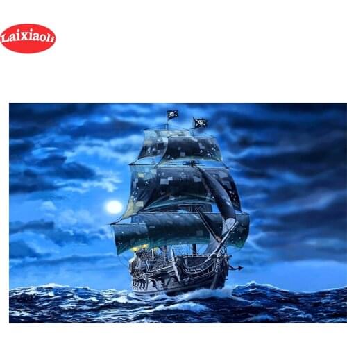 5D DIY Diamond Embroidery Sea sailing moon Picture Of Rhinestone Diamond Painting Cross Stitch Mosaic New Arrival Wall Art