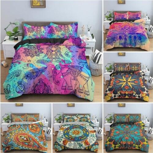Ethnic Flowers Bedding Set Luxury Cozy Duvet Cover Set Bohemian Psychedelic Bedroom Decor Quilt Cover King Queen Twin 2/3PCS