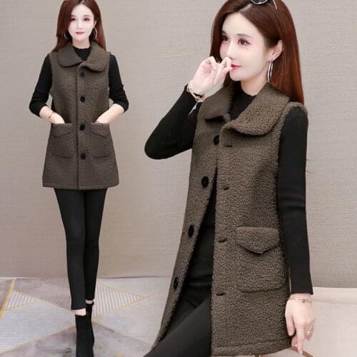 Jacket Vest Autumn Winter Lamb Womens Autumn Winter Fleece Coat Chaleco Mujer