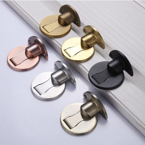 Magnetic Door Stops 304 Stainless Steel Door Stopper Hidden Door Holders Catch Floor Nail-free Doorstop Furniture Hardware