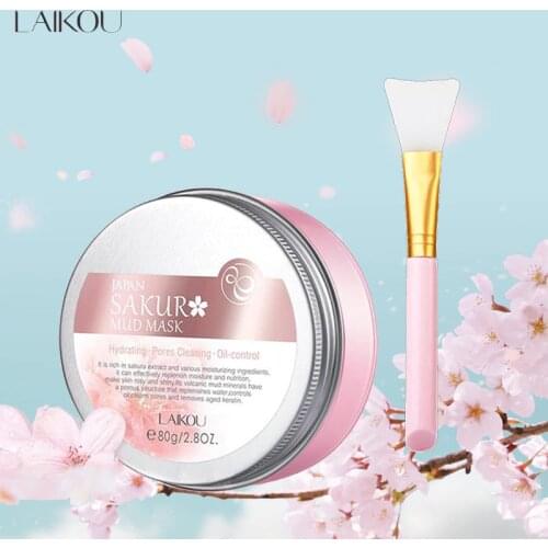 LAIKOU Naturals Sakura Volcanic Mud Mask For Face And Body, Purifying Face Mask For Acne, Blackheads, And Oily Skin.2.8oz