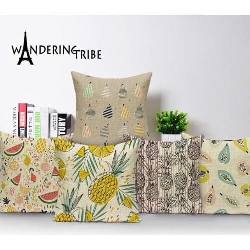 Cartoon Home Decorative Throw Pillow Case yellow Pineapple Living Room Cushion CustomQuality Linen Cushion Cover 45 * 45 Pillows