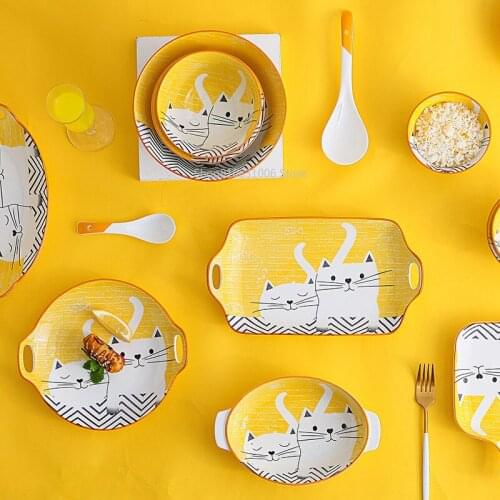 Cartoon childrens tableware plate rice bowl soup fish