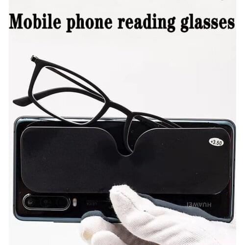 Tr90 Frame Ultra Thin Anti-fatigue Portable Reading Glasses Men women Anti Blue Ray Attach Mobile Phone Presbyopic Glasses 1.5