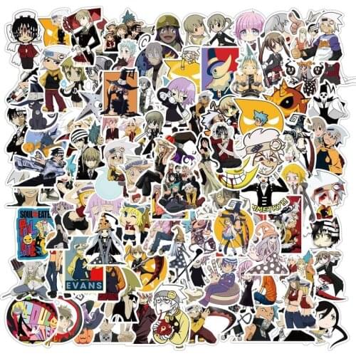 50/100PCS Soul Eater Cartoon Stickers for Laptop Luggage Bottle Guitar Bicycle Decorative Decal Graffiti Anime Stickers