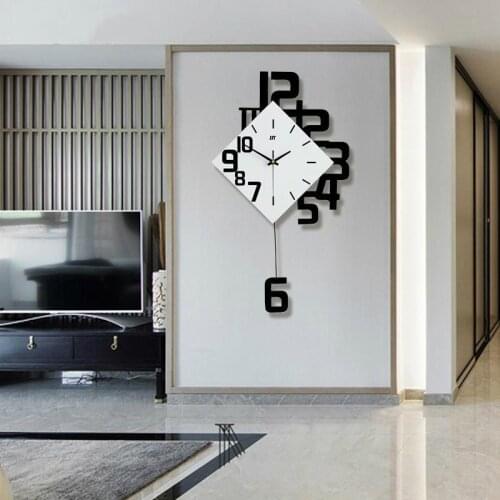 50cm Swing Wall Clock Modern Design Nordic Wall Clocks Fashion Creative Silent Quartz Watches Home Bedroom Living Room Decor